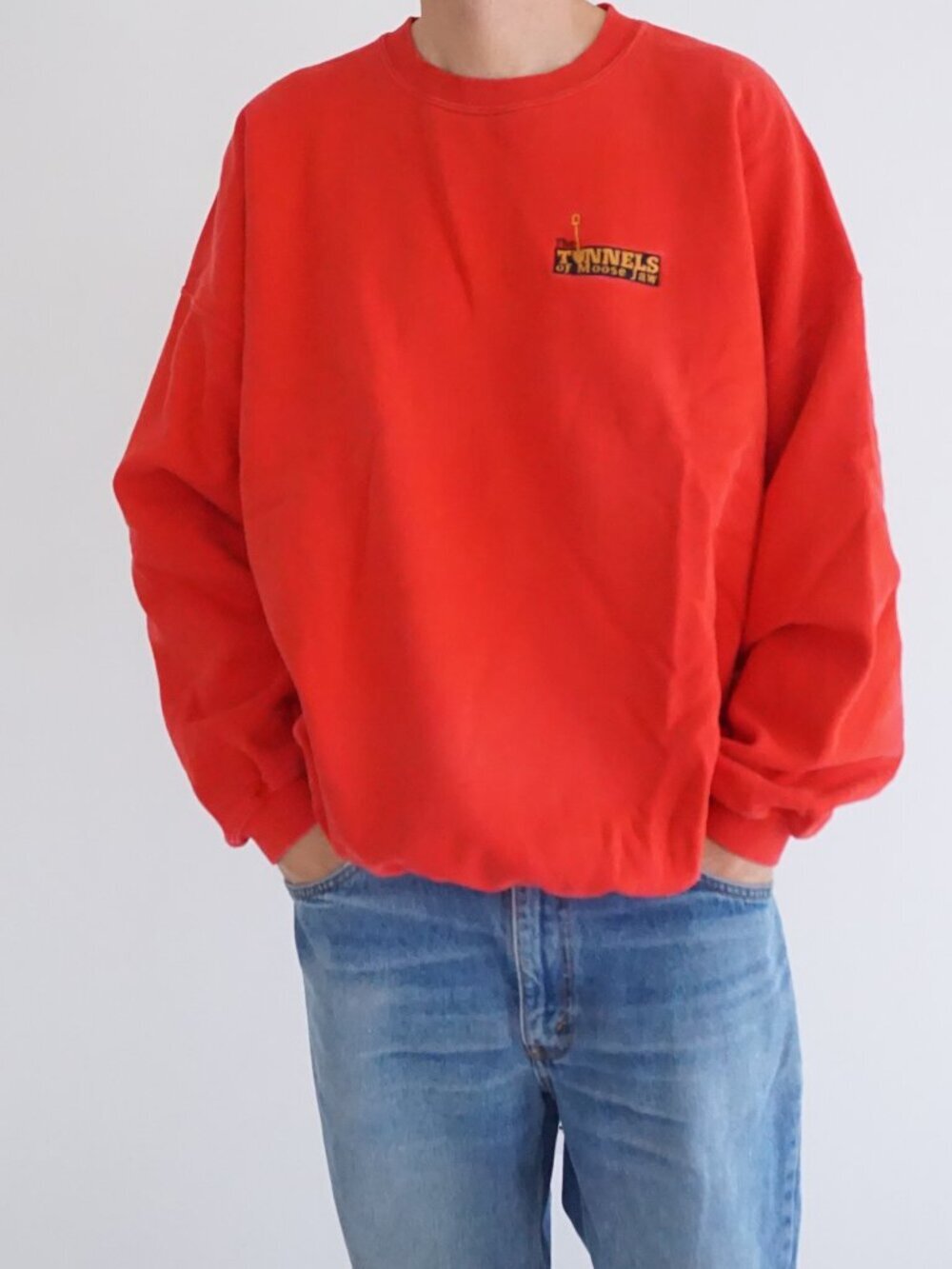 Moose Jaw Tunnels Red Embroidered Tourist Crewneck Sweatshirt Canada Made XXL
